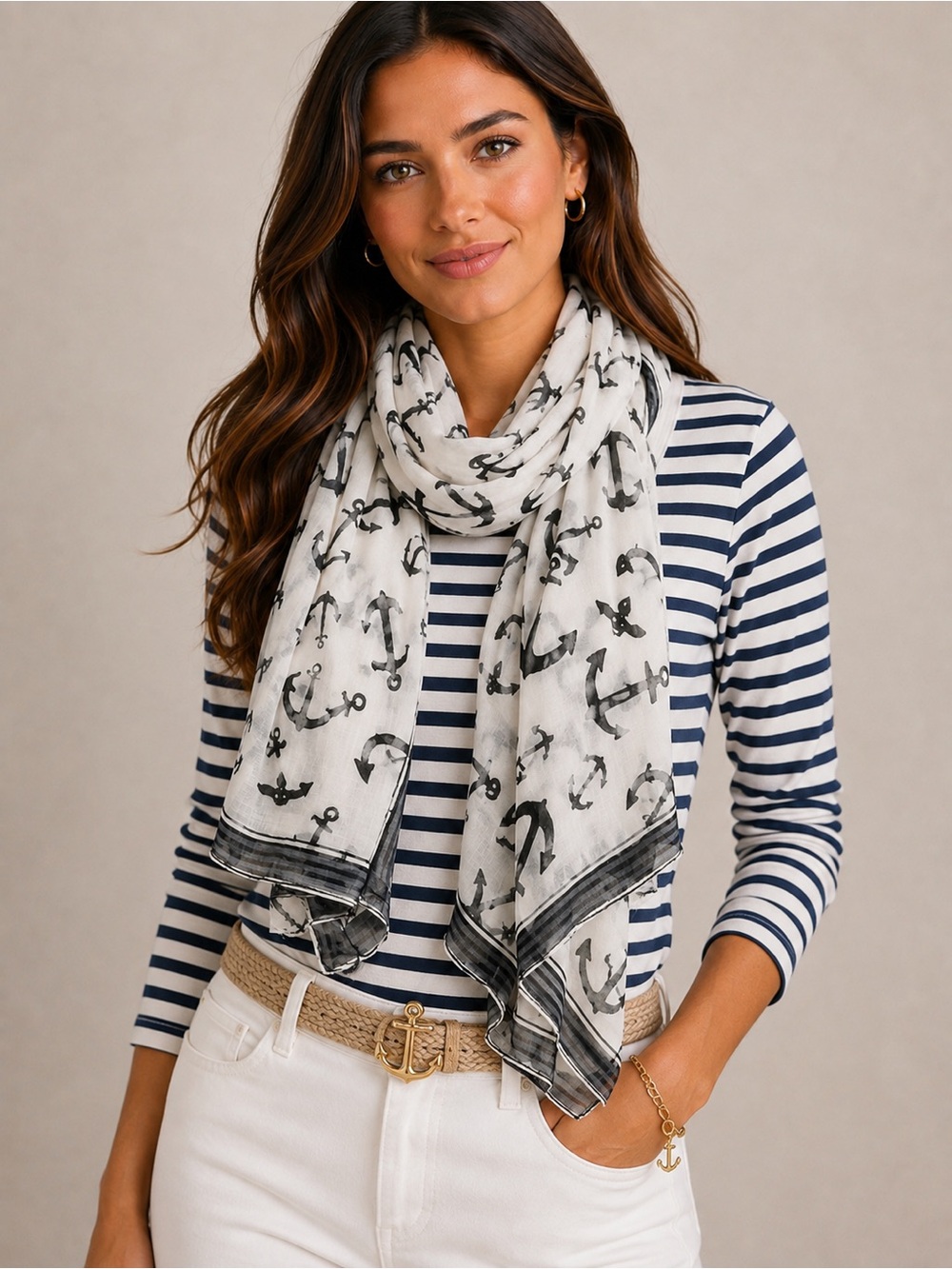 Anchor Printed Scarf NWT